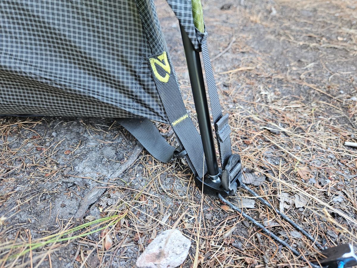 poles and tent connections are black on the head side