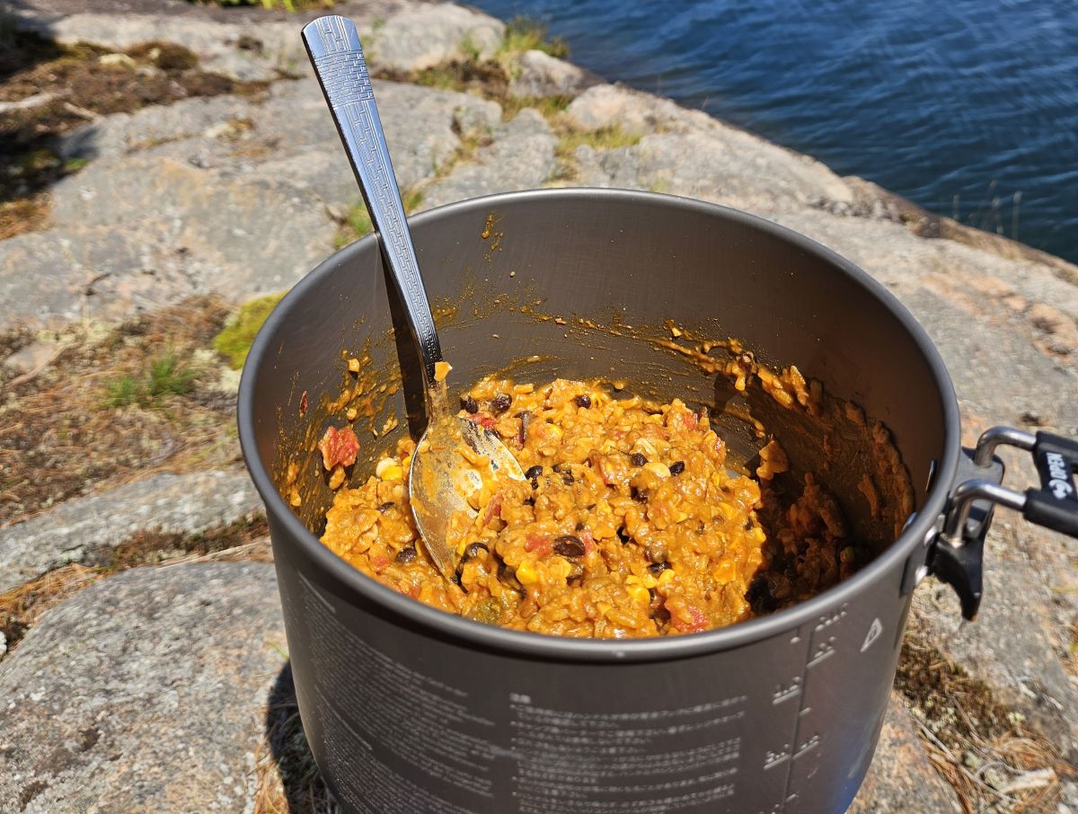 Burrito filling by the lake